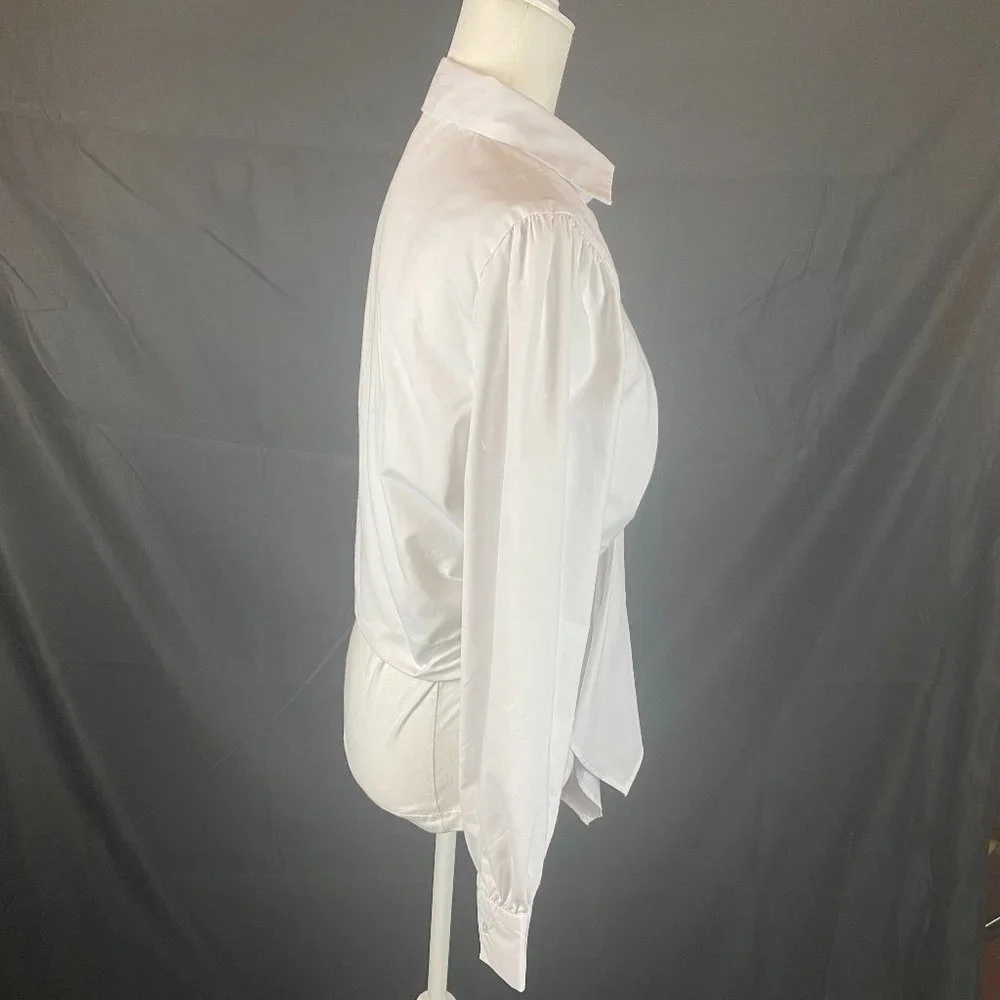 TRUTH NYC Long Sleeve White Tie Front Blouse, Size L. - Picture 9 of 10